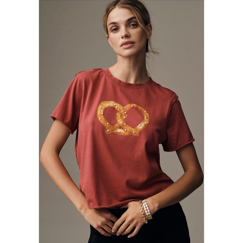 Anthropologie Maeve Graphic Pretzel Tshirt NWT